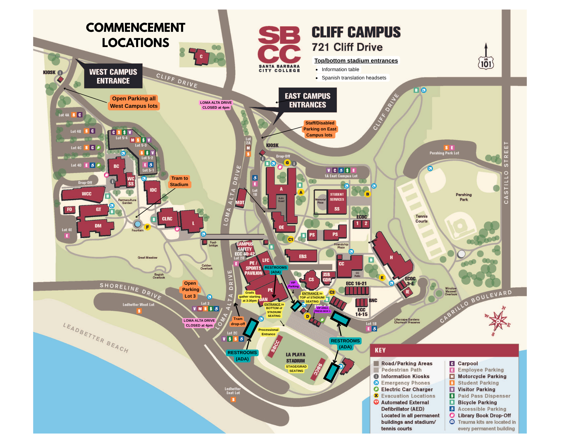 Commencement restroom / parking / event map thumbnail